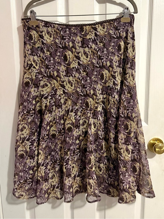 Jessica Dresses & Skirts - Asymmetrical Purple and Beige Floral Midi Skirt